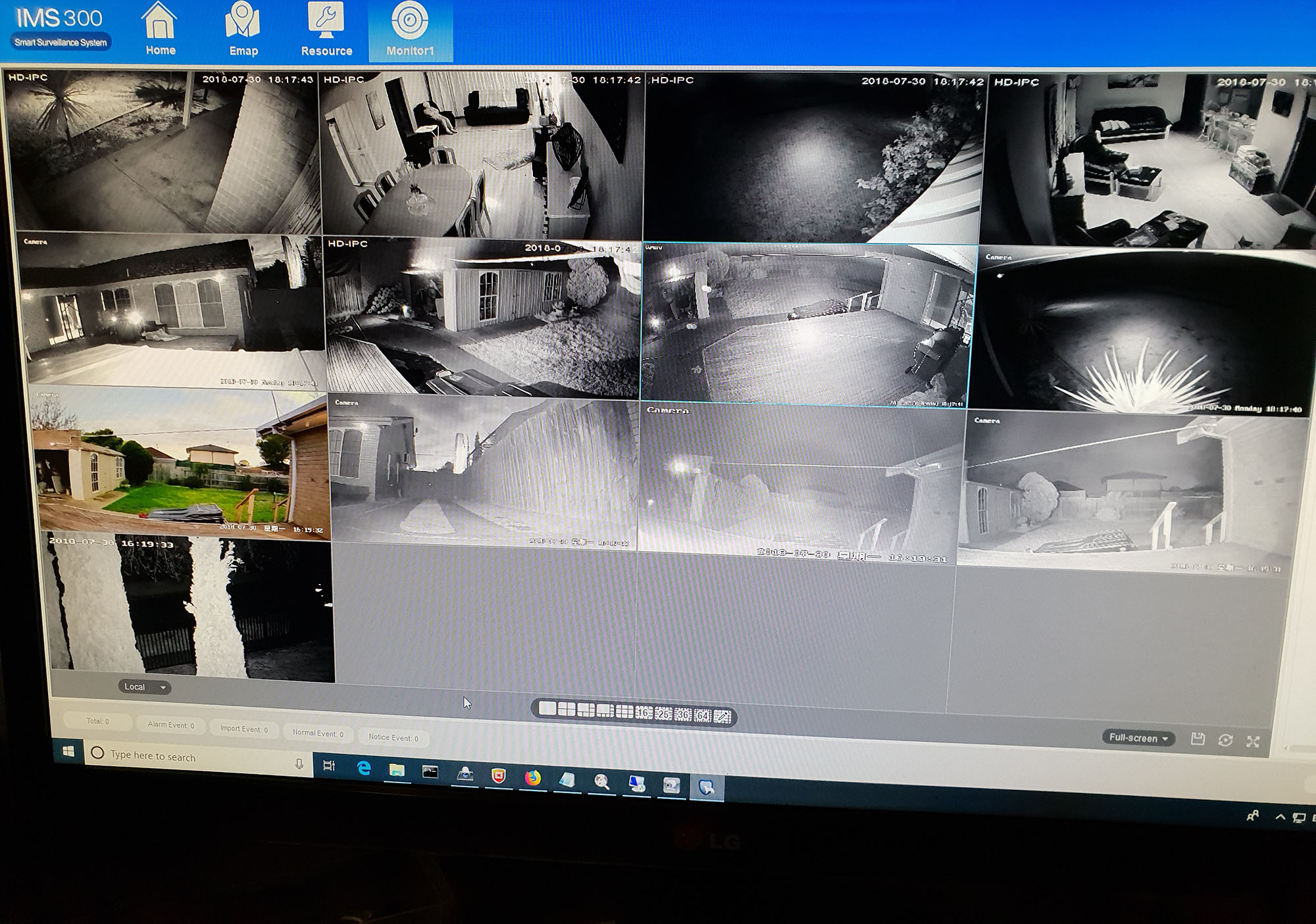 Night shot; the daylight-looking one is a black light camera—was actually dark